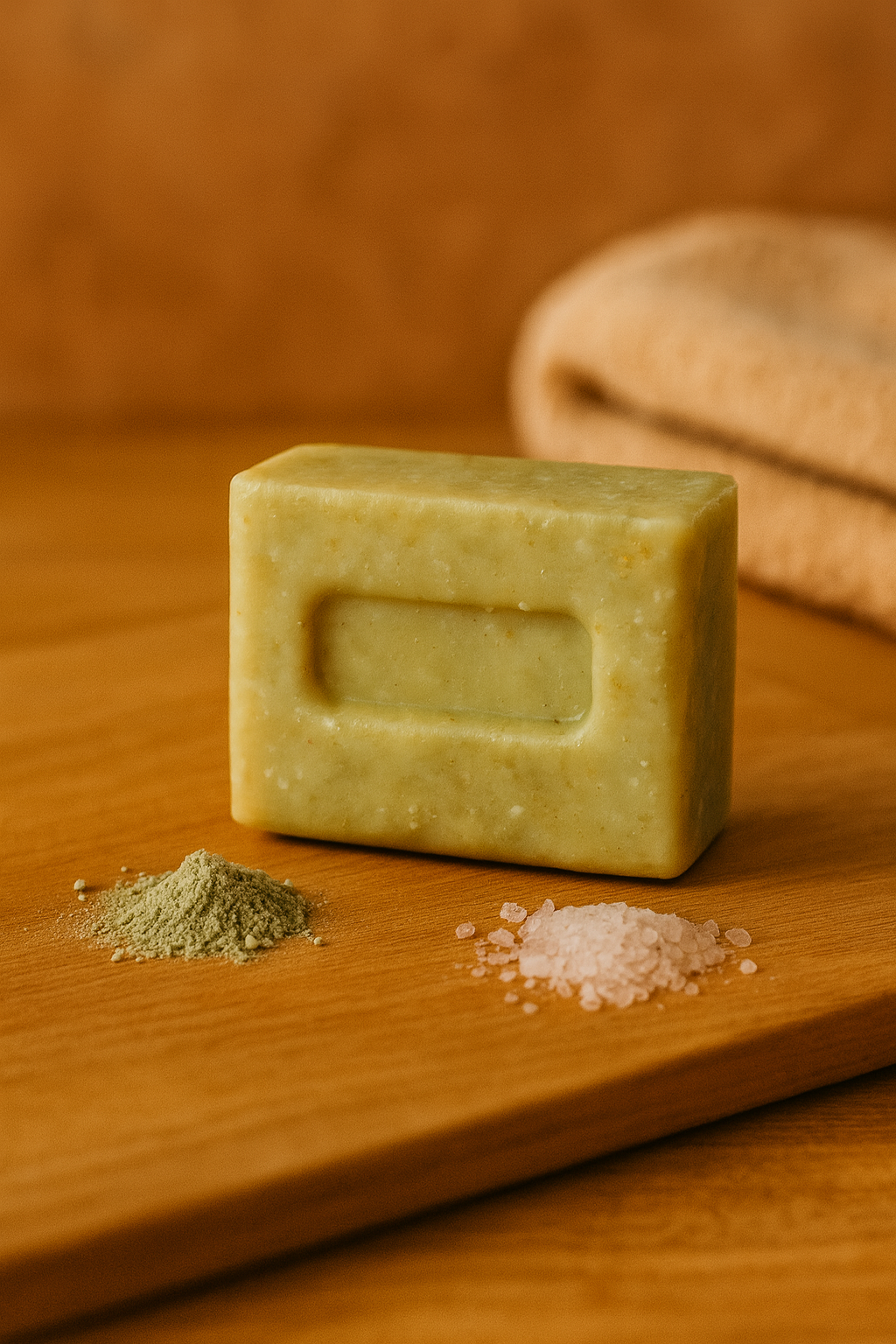 Jabon facial con arcilla verde y sal