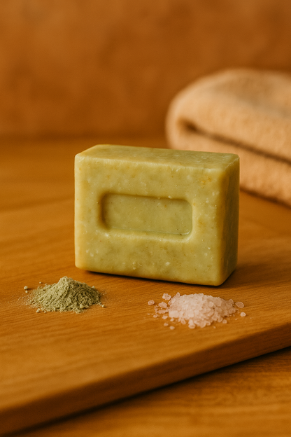 Jabon facial con arcilla verde y sal